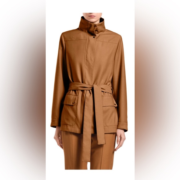 Agnona Wool Cargo-Pocket Drawstring Waist Jacket Size 38/2 Camel Brown - Picture 7 of 12